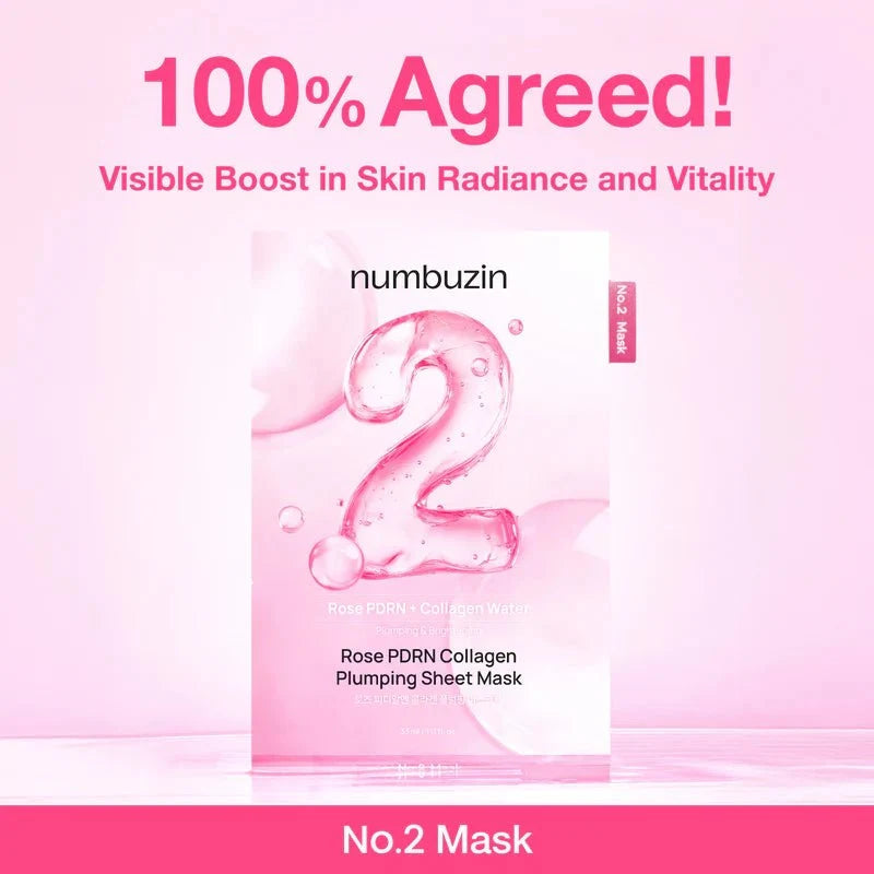 numbuzin No.2 Rose PDRN Collagen Plumping Sheet Mask 4pcs