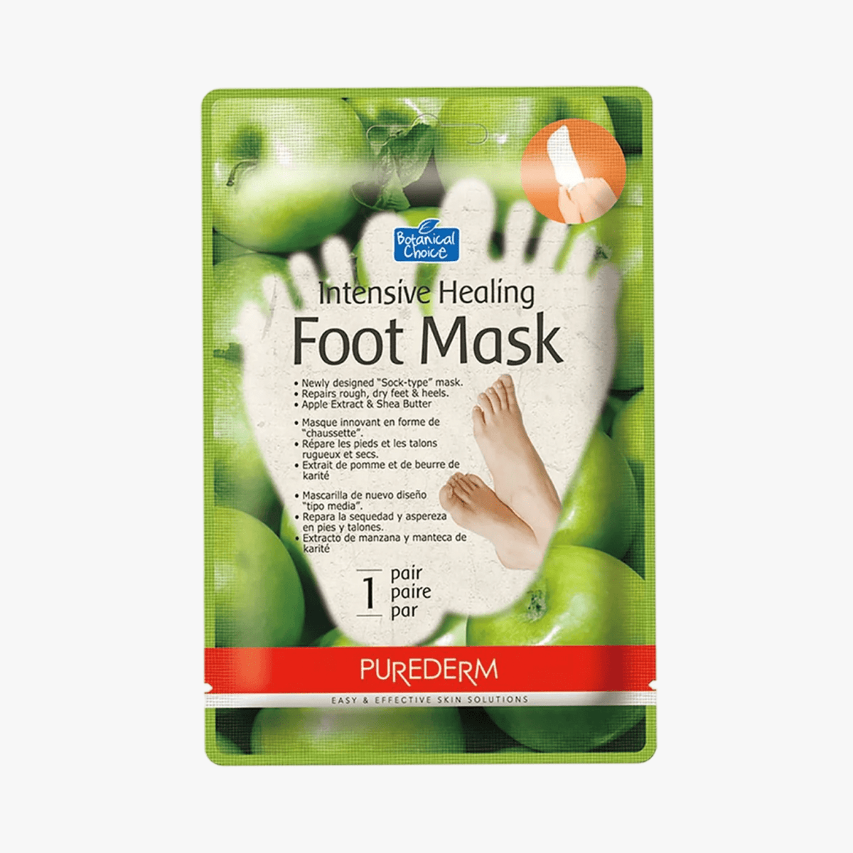 PUREDERM Intensive Healing Foot Mask Apple 1 pc
