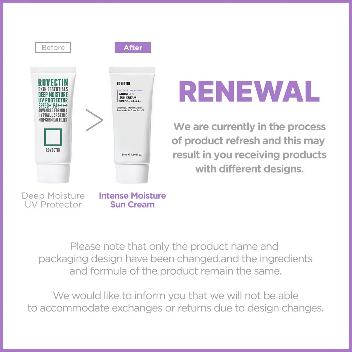 ROVECTIN Intense Moisture Sun Cream SPF50+ 50ml