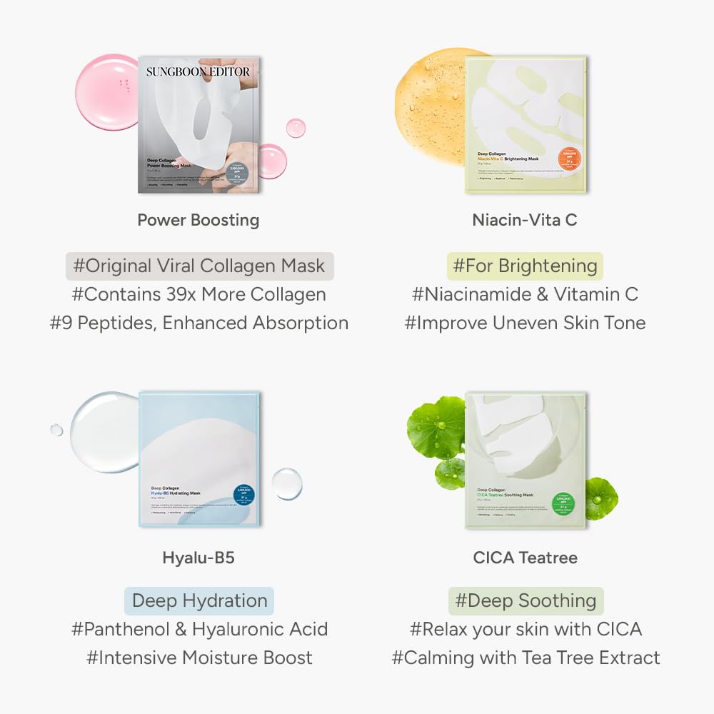 Sungboon Editor Deep Collagen Niacin Vita C Brightening Mask 4pcs