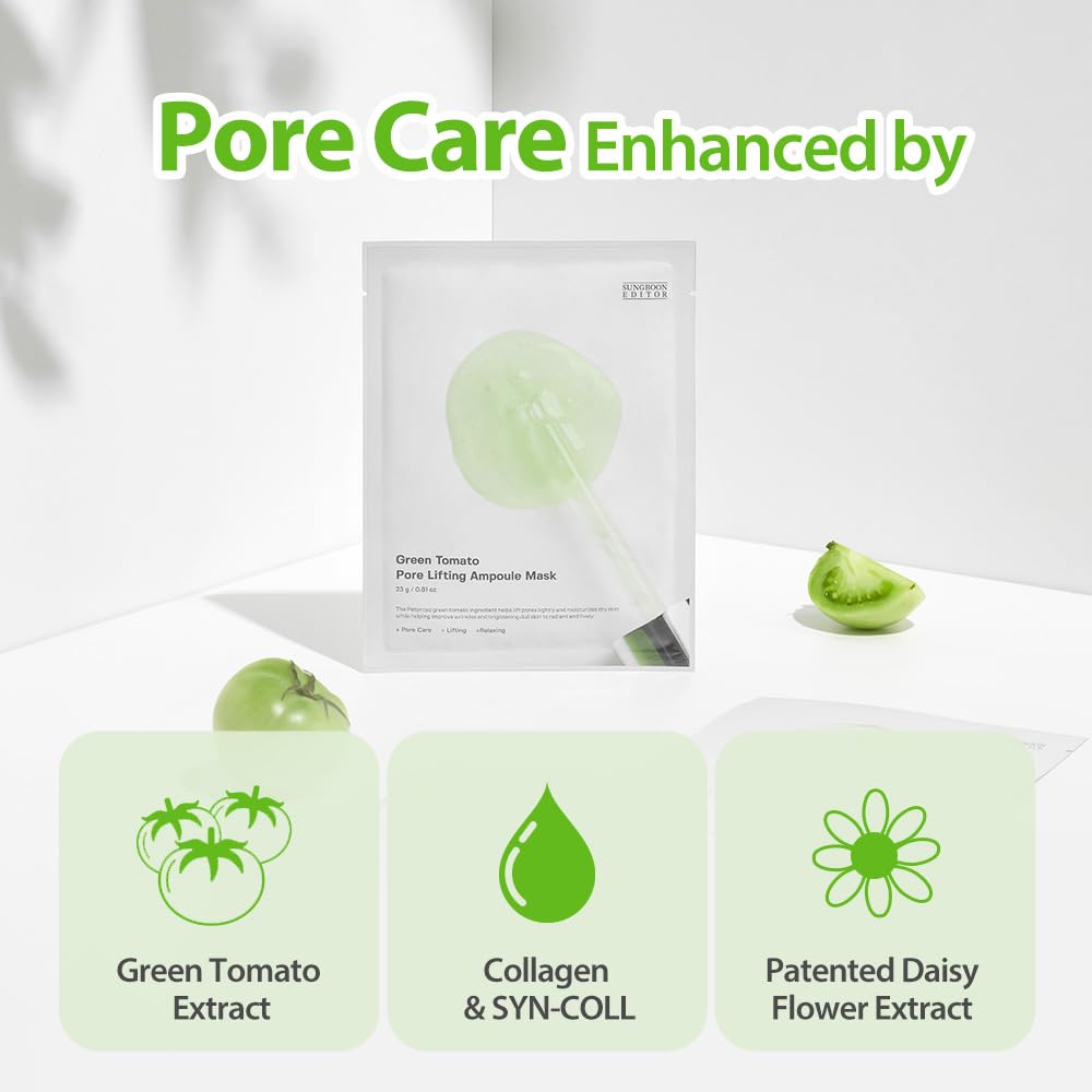 SUNGBOON EDITOR Green Tomato NMN Pore Lifting Ampoule Mask 1pc