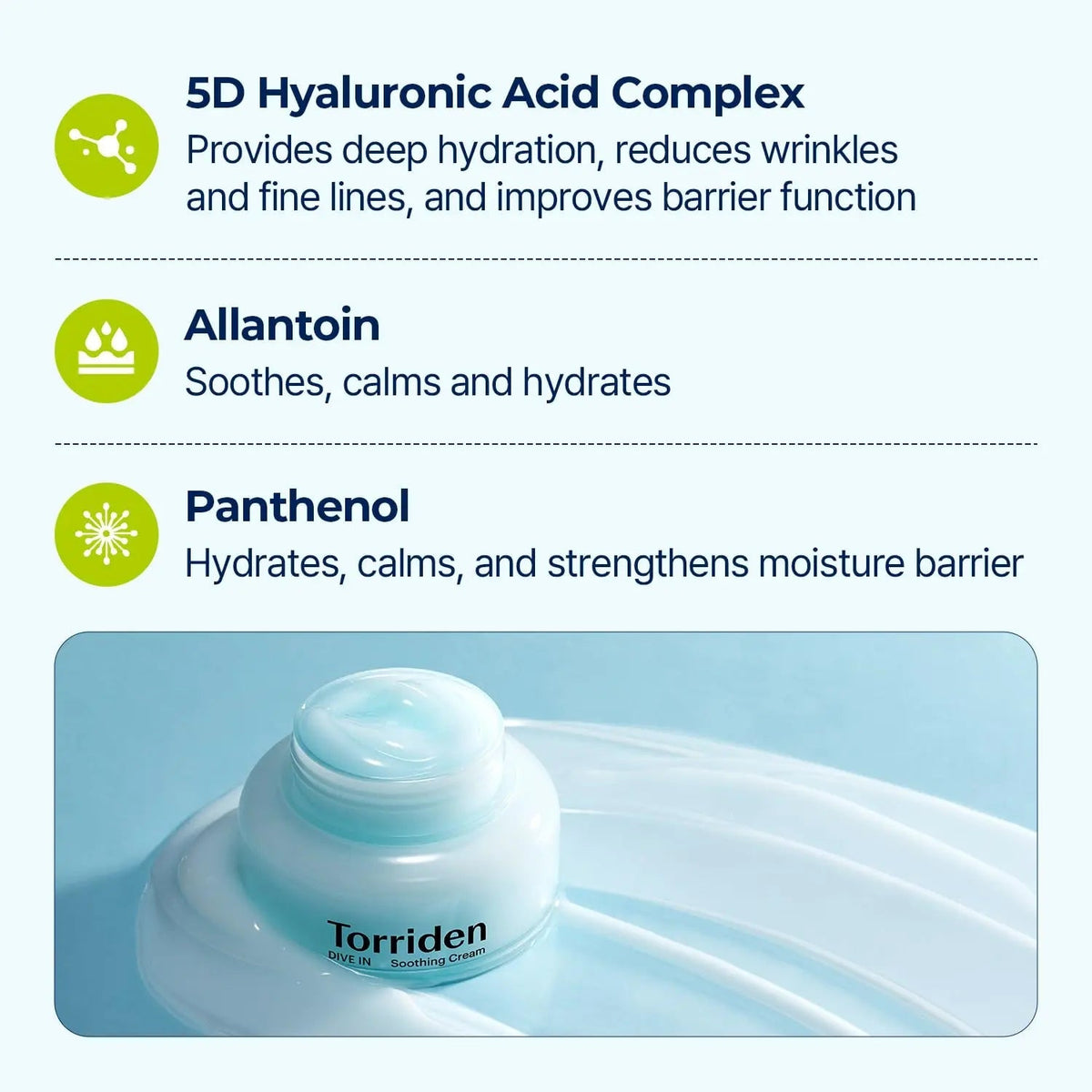 Torriden Dive-In Low Molecular Hyaluronic Acid Soothing Cream (2 Sizes)