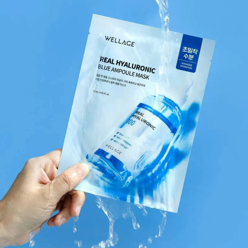 WELLAGE Real Hyaluronic Blue Ampoule Mask (5 sheets)
