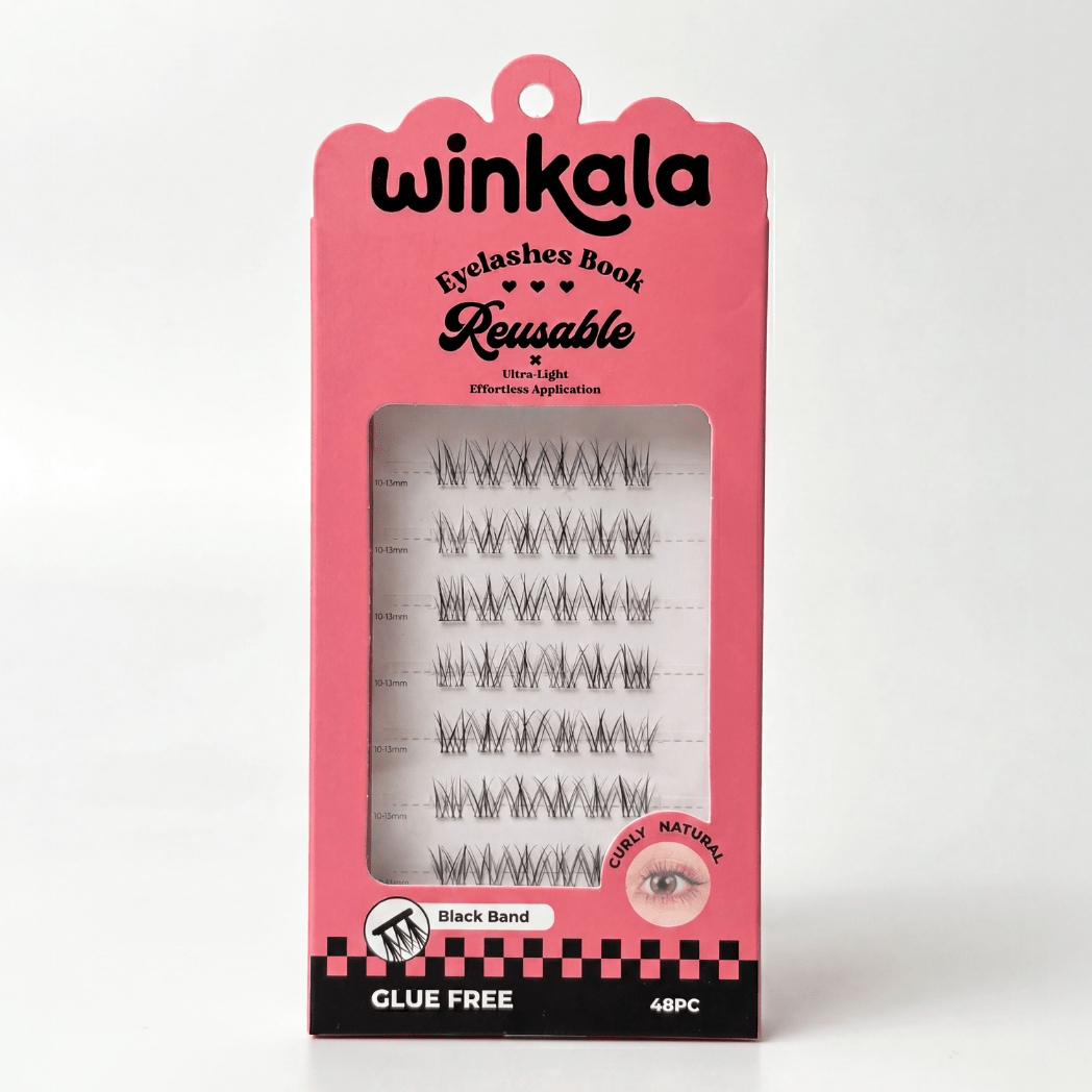 WINKALA Eyelashes Book - Reusable & Glue Free (Curly Natural) 10mm-13mm