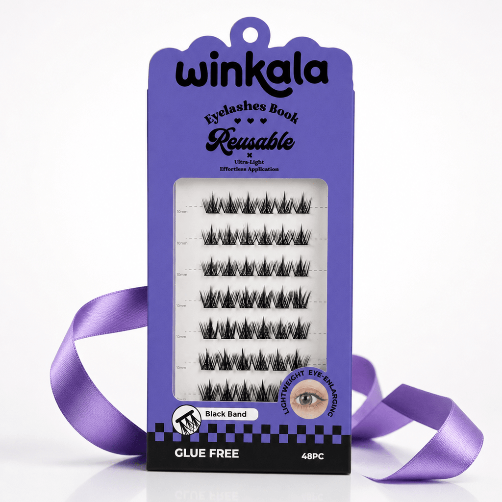 WINKALA Eyelashes Book - Reusable & Glue Free (Lightweight Eye-Enlarging) 10-12mm