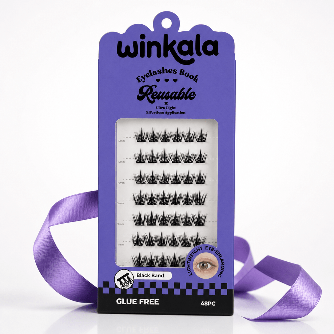 WINKALA Eyelashes Book - Reusable & Glue Free (Lightweight Eye-Enlarging) 10-12mm