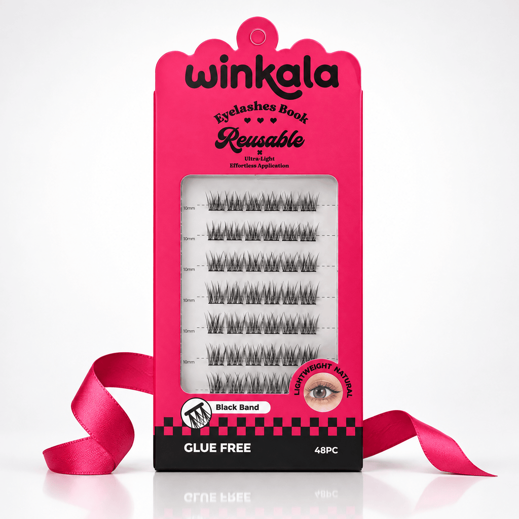WINKALA Eyelashes Book - Reusable & Glue Free (Lightweight Natural) 10-12mm