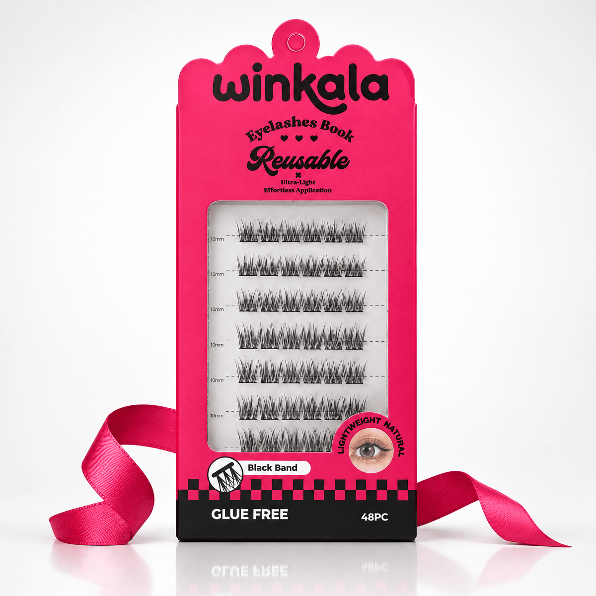 WINKALA Eyelashes Book - Reusable & Glue Free (Lightweight Natural) 10-12mm