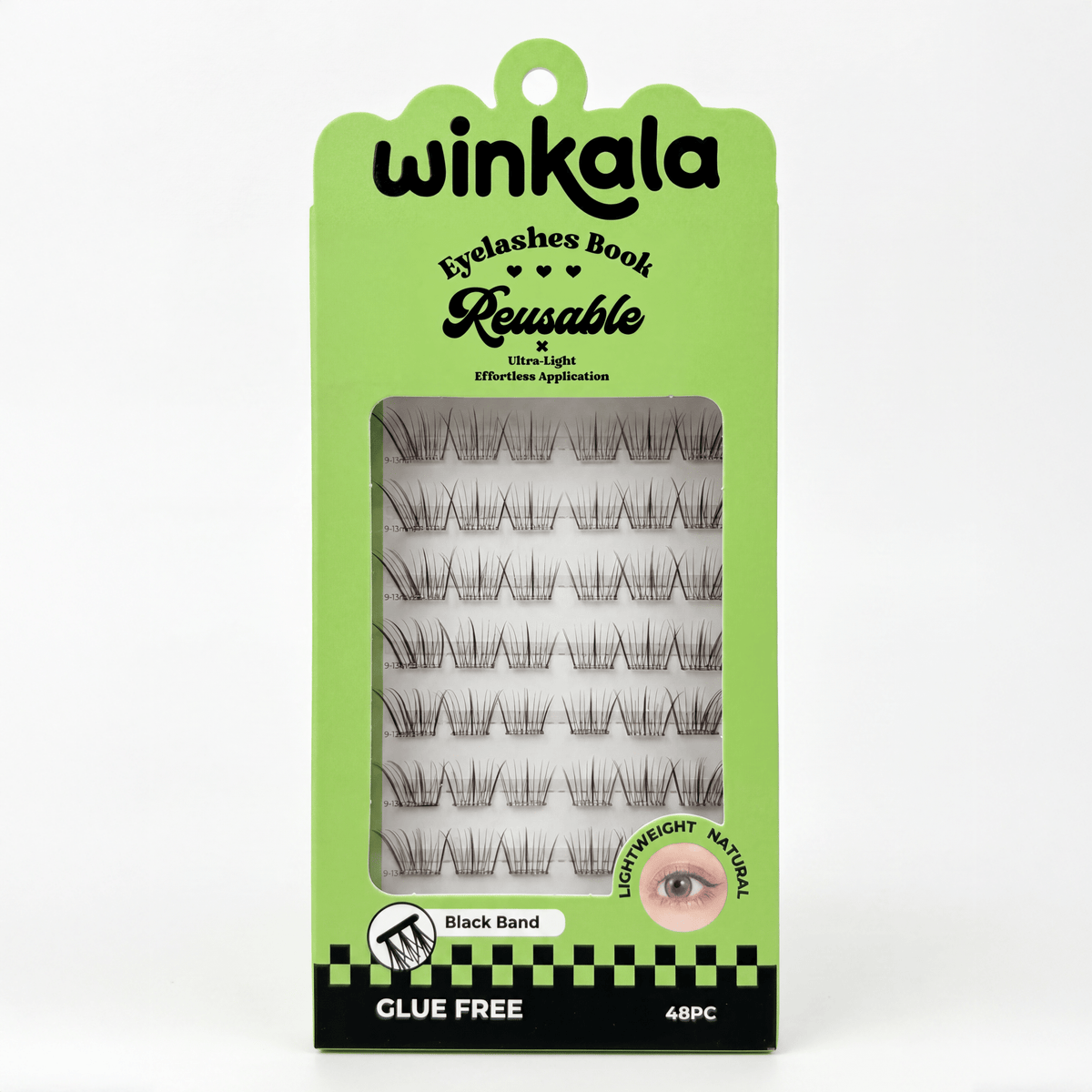 WINKALA Eyelashes Book - Reusable & Glue Free (Lightweight Natural) 9mm-13mm